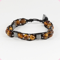 Браслет Шамбала на котоновом шнуре - тигровый глаз, гематит