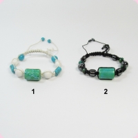 Браслет Шамбала на котоновом шнуре (бирюза, гематит, агат белый, хаолит)