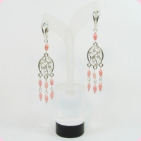 Серьги коралл розовый на коннекторах