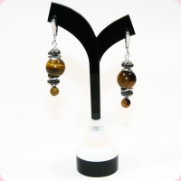 Серьги из тигрового глаза и гематита