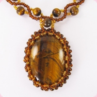 Бусы - подвеска - тигровый глаз, бисер
