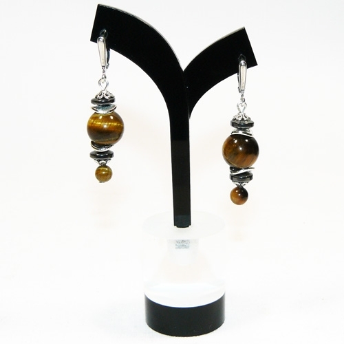 Серьги из тигрового глаза и гематита - 1 Серьги из тигрового глаза и гематита - 1