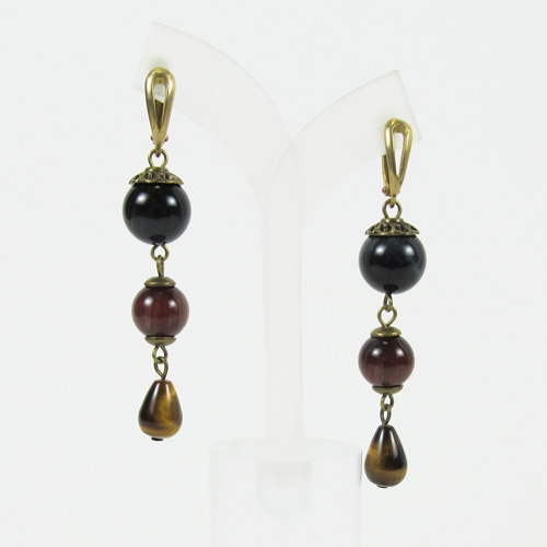 Серьги - тигровый, бычий и соколиный глаз - 1 Серьги - тигровый, бычий и соколиный глаз - 1